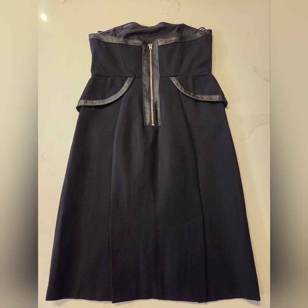 Strapless Leather Detailed Sexy Grunge Goth Mini Dress - Picture 4 of 8